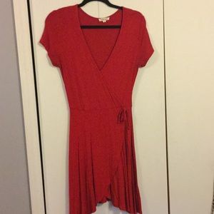 Red wrap style dress